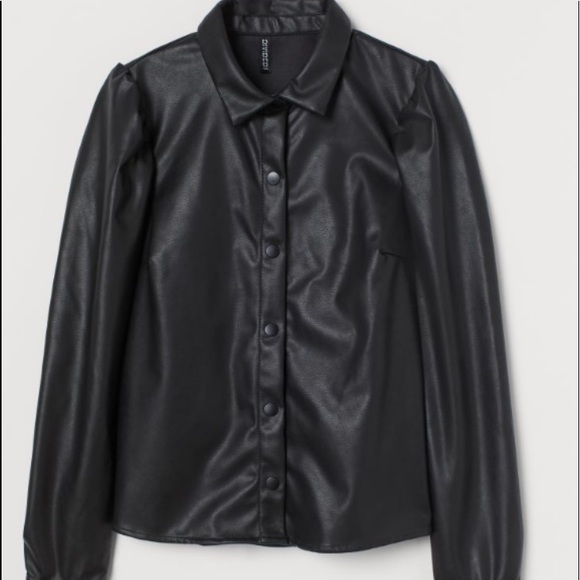 NWOT H&M FAUX LEATHER BLOUSE 🛹 - Picture 1 of 4